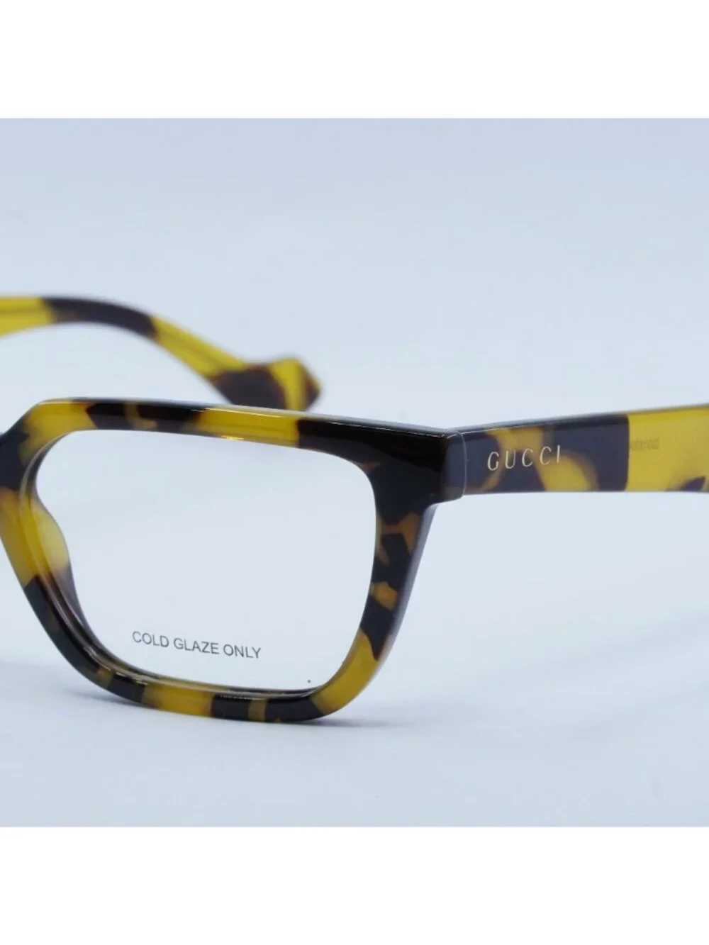 Gucci GG1539O 004 Eyeglasses Yellow Spotted Havana 54mm Square Frame